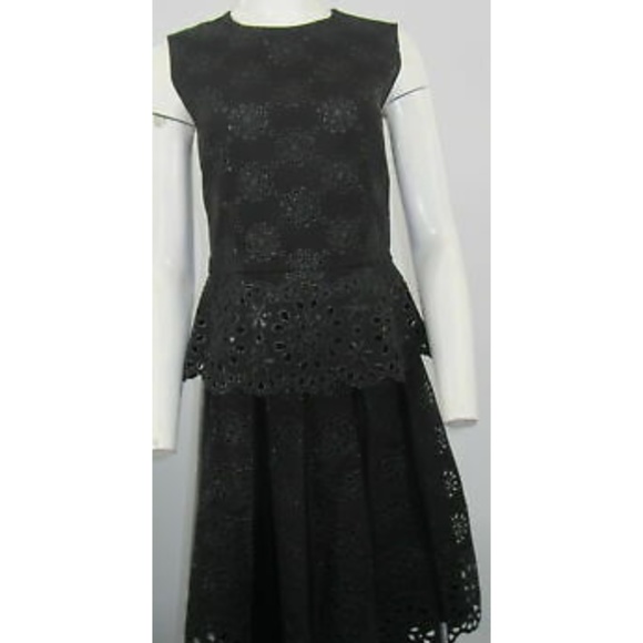 Marc Jacobs 2 Piece Black Sleeveless Eyelet Peplum Skirt Set sz 8
